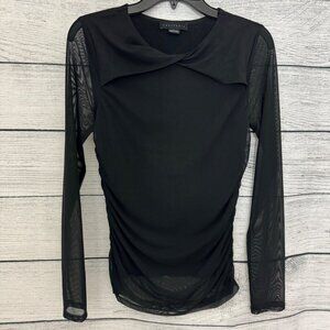 NWOT Sanctuary Long Sleeve Sheer Mesh Top Ruched Details S